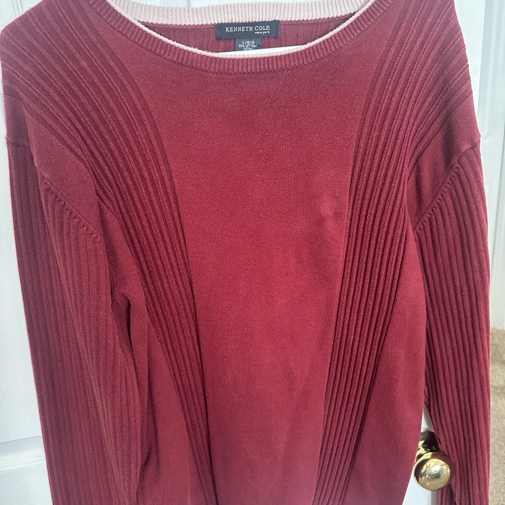 Kenneth Cole Burgundy Crew Neck Sweater